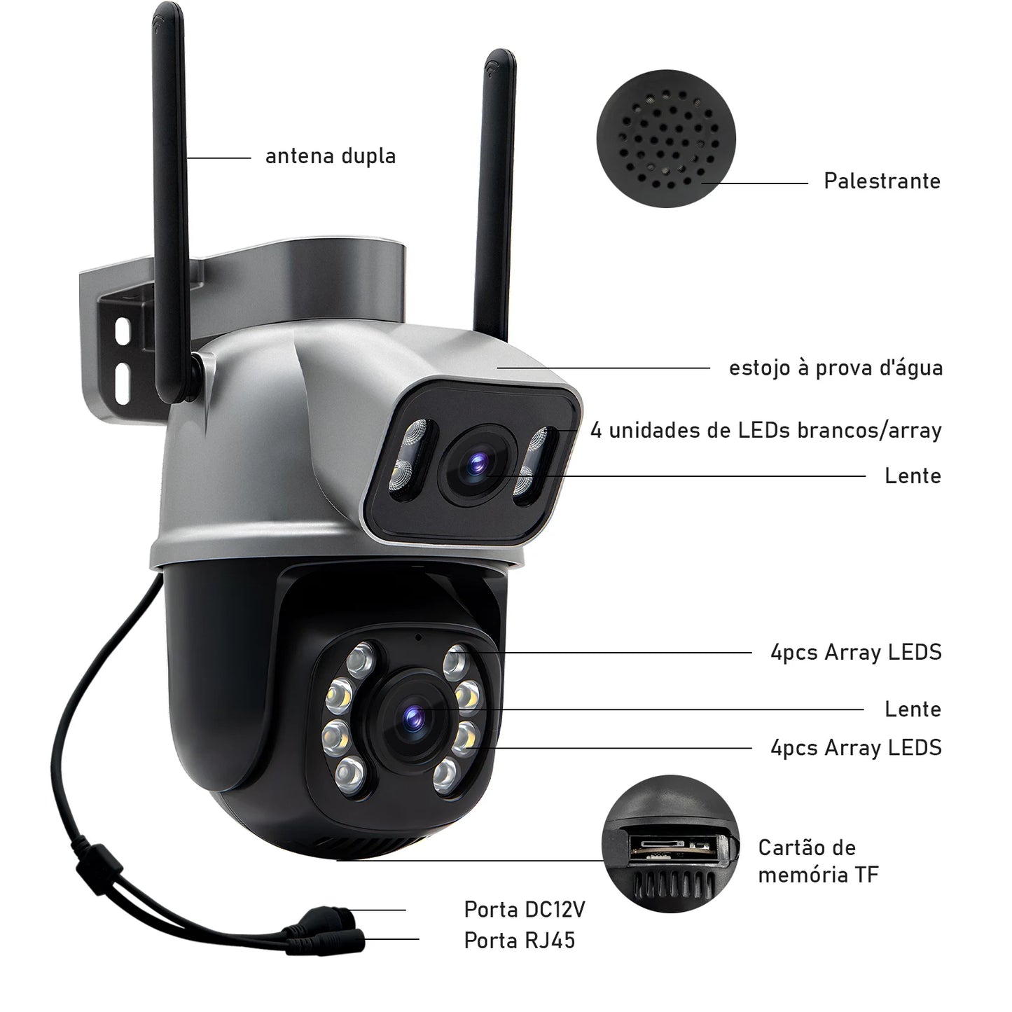 Icsee Black Wifi Surveillance Camera Security Camera Monitor 4K Ultra Hd Security Camera Wifi Waterproof