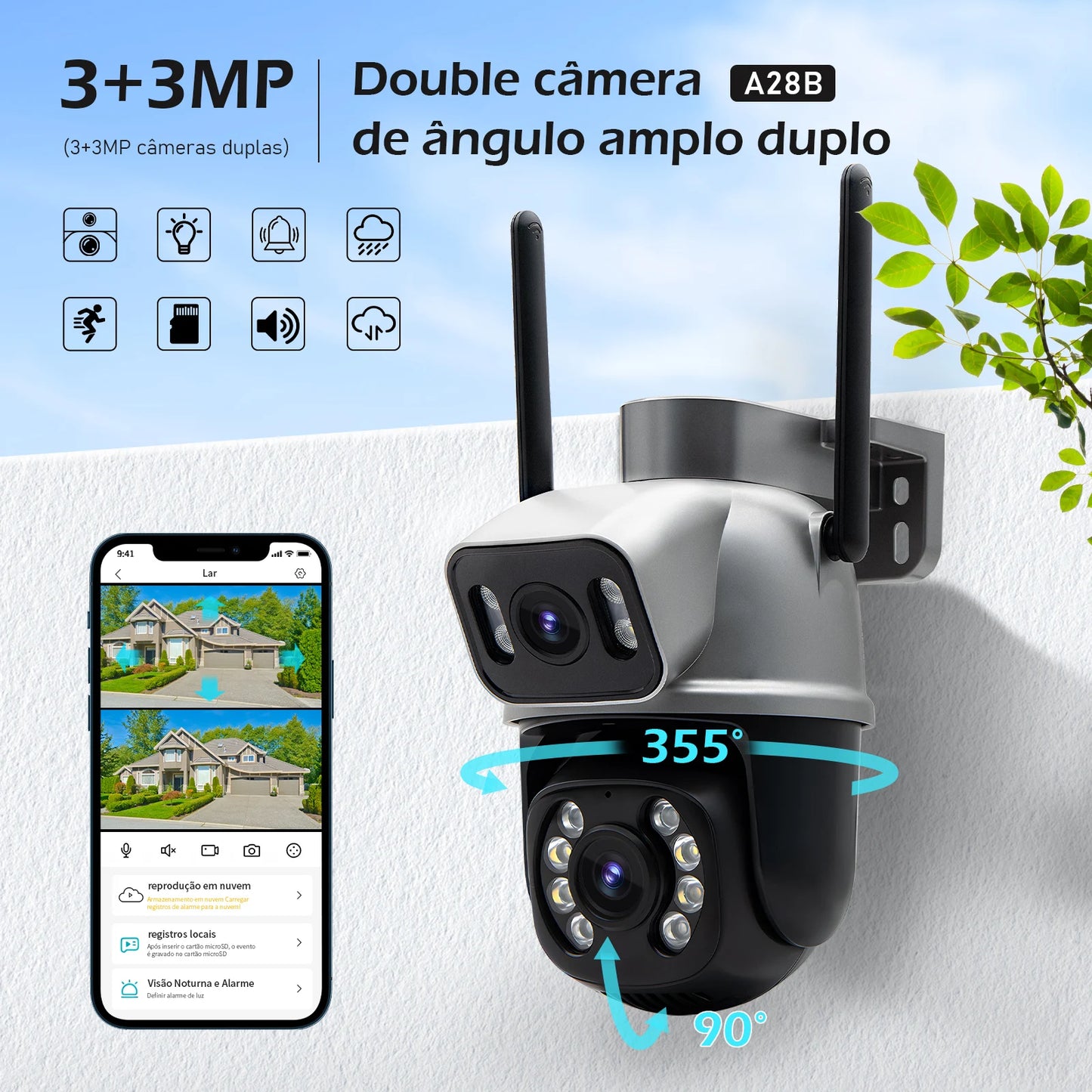 Icsee Black Wifi Surveillance Camera Security Camera Monitor 4K Ultra Hd Security Camera Wifi Waterproof